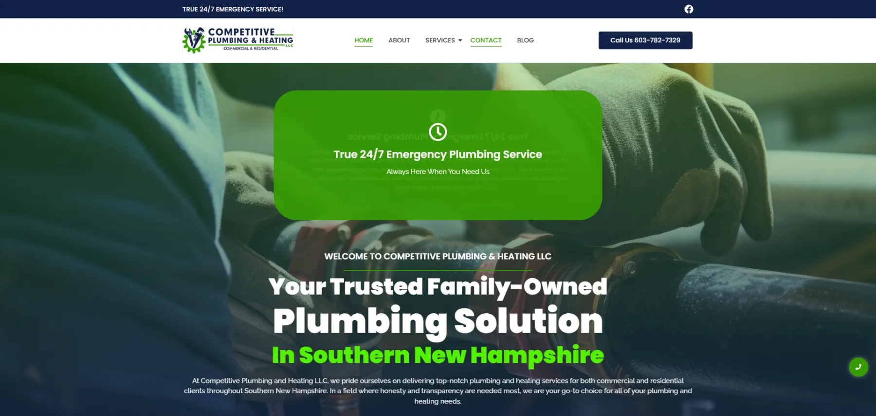 24_7 Trusted Plumbing & Heating Partner in Southern NH website screenshot