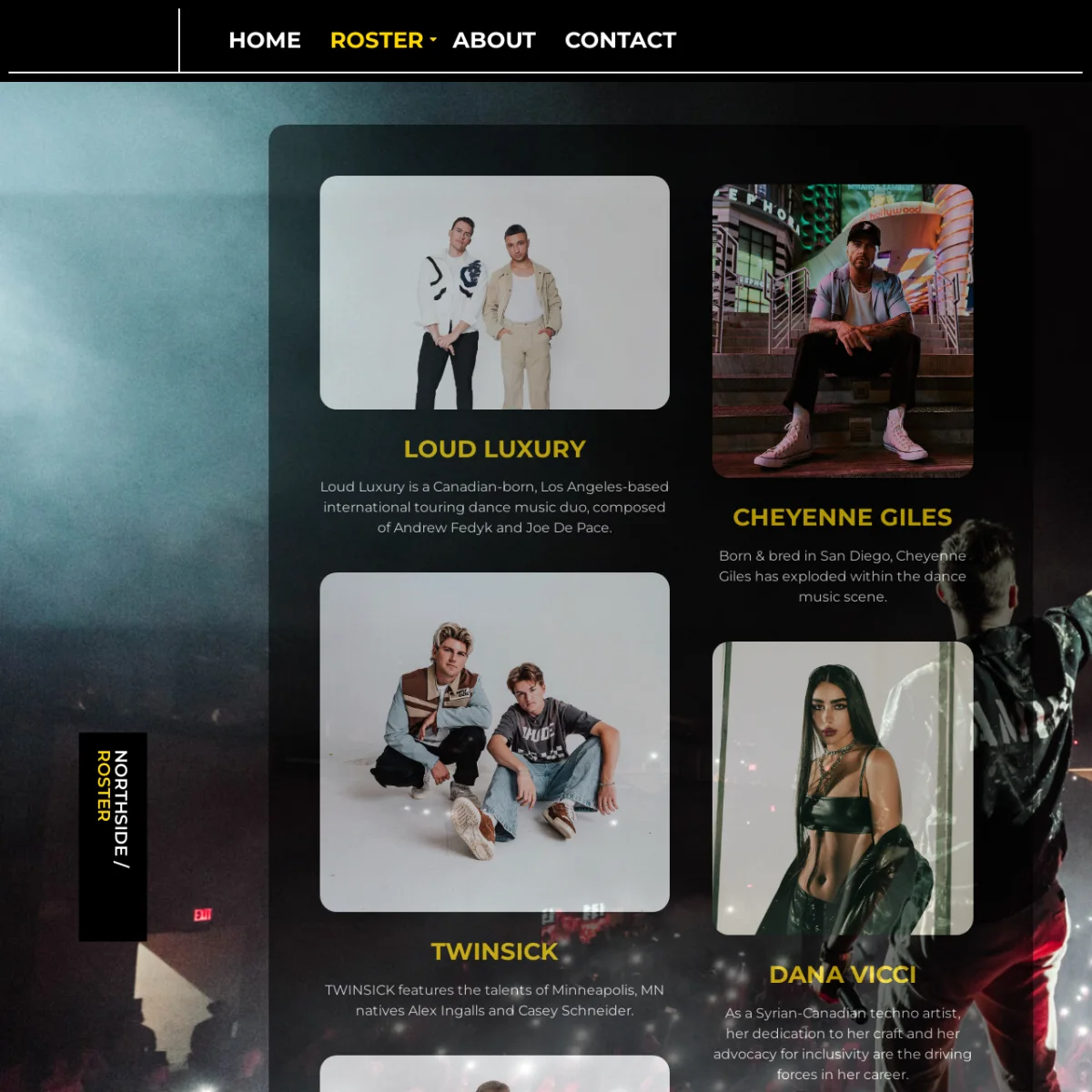 Northside Artist Management website screenshot