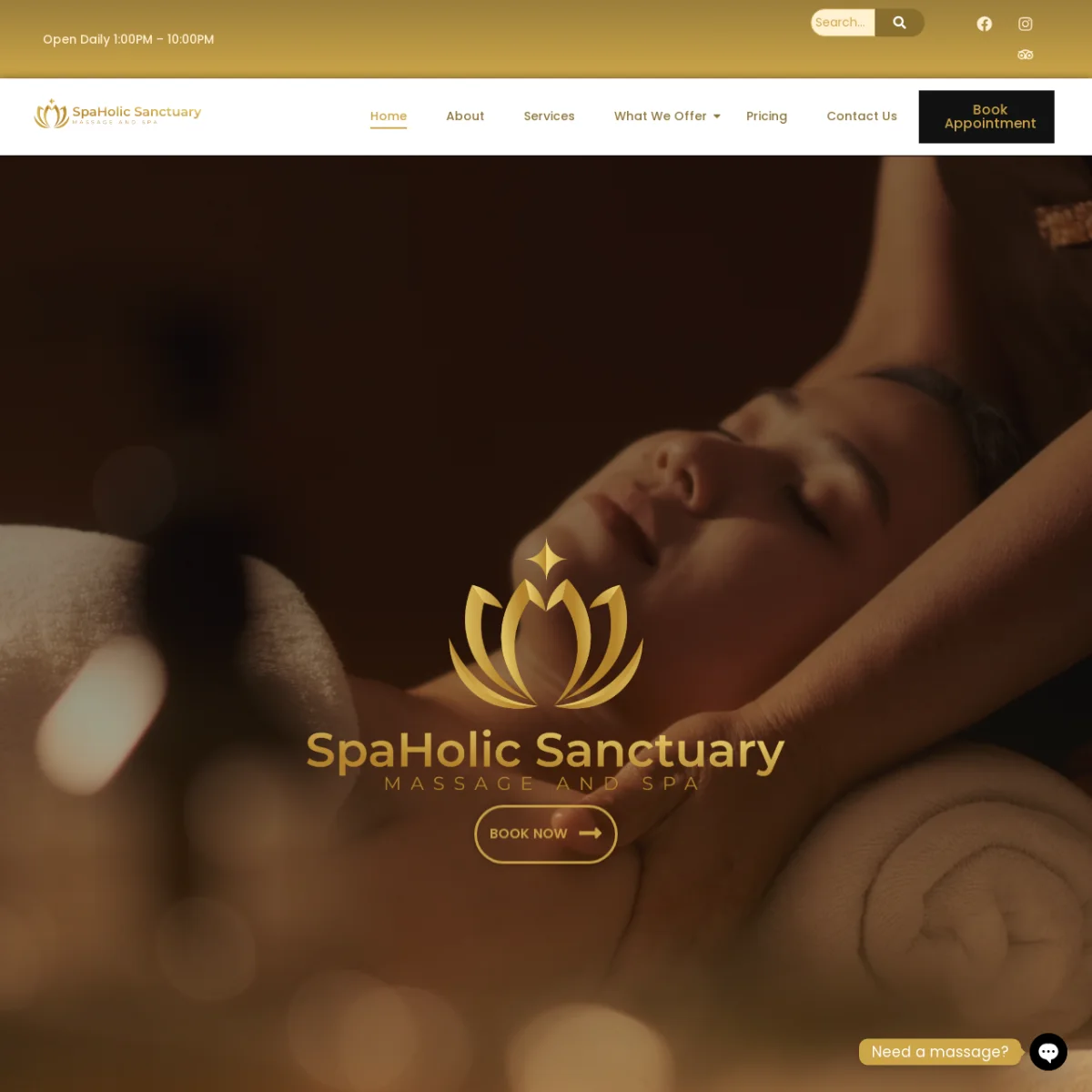 SpaHolic Sanctuary website screenshot