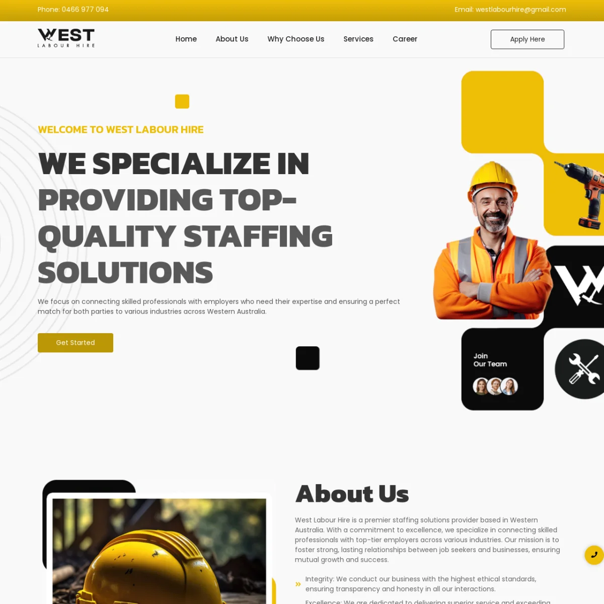 West Labour Hire website screenshot